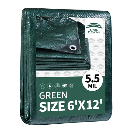 Tarps 8x10Ft 5.5 Mil Multipurpose Waterproof Poly Tarp Cover