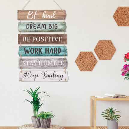 6 Pcs Positive Quotes Wall Hanging Plaque Sign, Retro Style
