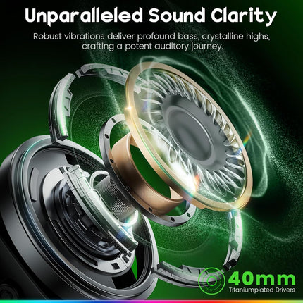 WESEARY Wireless Gaming Headset for PC, PS5, PS4, Switch & Mac, Dual-Mode 2.4GHz & Bluetooth Gaming Headphones with Microphone, Ultra-Low Latency, 3D Stereo Sound, Up to 45H Battery