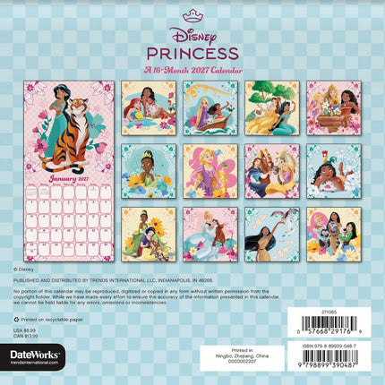 2027 Disney Princess Mini Calendar