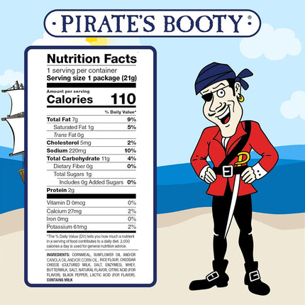 Pirate's Booty Cheddar Blast Cheese Puffs, Gluten-Free, Kids Snacks, 0.75oz (16ct)