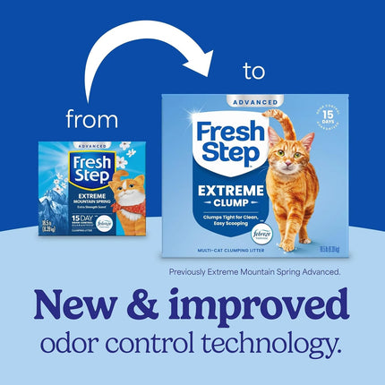 Fresh Step Advanced Extreme Multi Cat Clumping Litter with Febreze Freshness, Low Dust, Odor Control with Ammonia Block Tech, Compatible in Automatic Litter Boxes, 37 lbs. (2 x 18.5 lb)