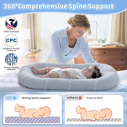 Infant Support Cushion - Baby Support Cushion for Newborn, 0-24 Months, Portable Tummy Time Mat for Home and Travel, Soft Cotton, Supervised Use, Baby Essentials Gift, Brown (Cover Included)