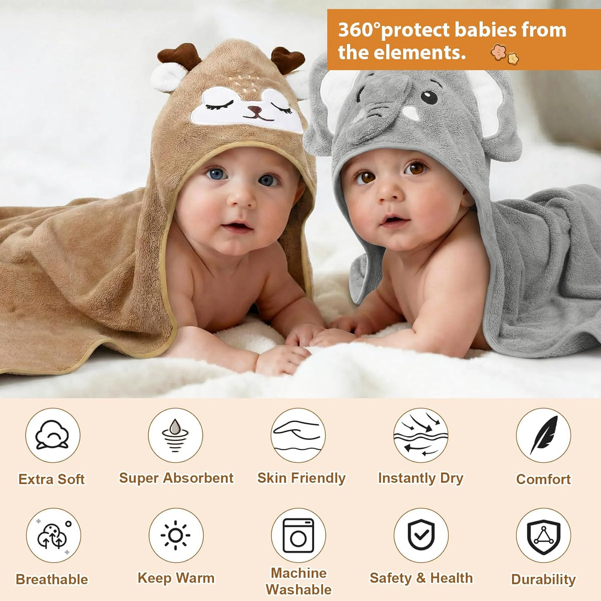 9-Piece Baby Bath Towel Set for Newborns, Infants & Toddlers - photo 3