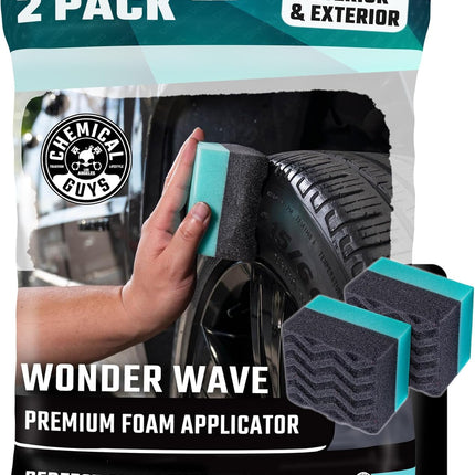 Chemical Guys Wonder Wave Durafoam Tire Shine Applicator Pads - Foam Pads for Applying Tire Dressings, Protectants, Wax, Polish and Car Detailer Products for Trucks and SUVs - 2 Pack
