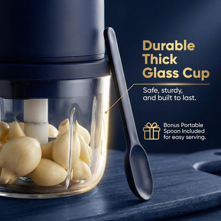 350ml Electric Mini Garlic Chopper Set, 2026 New Small Garlic Chopper Mincer, Food Chopper Tool, USB Rechargeable, Wireless Veggie Grinder, for Mashing Onion, Garlic, Chili, Ginger (Gold)