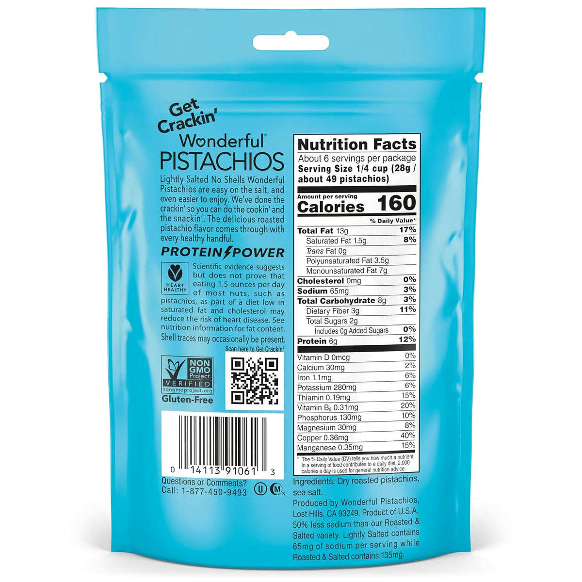Lightly Salted Shelled Pistachios, 12 Ounce Resealable Bag - photo 2