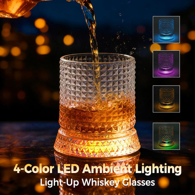 HomeChef ChefDelHogar Spinning Whiskey Glass with Ambient Lighting Set, 360 Degree Rotating — Kitchen & Home