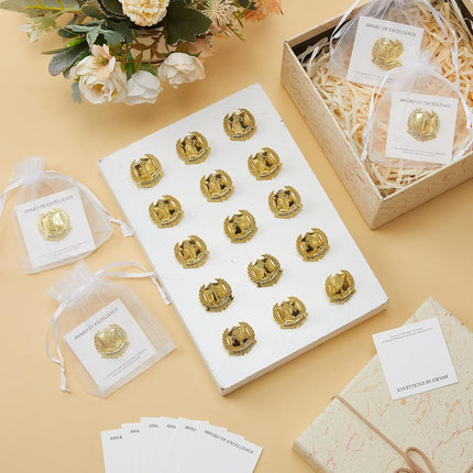 Sureio 50 Set Honor Society Lapel Pins Bulk 2026 Graduation Souvenir Gifts Gold School Award Badges 1 Inch with Card, Organza Bag for Student Teacher Congrat Grad Party