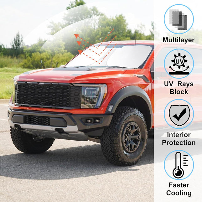 Windshield Sun Shade Compatible with 2021-2024 2025 2026 Ford F150 F-150 (Lariat, King Ranch, Platinum - photo 2
