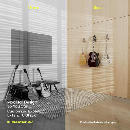 String Swing CC01K-BW Guitar Hanger and Guitar Wall Mount Bracket Holder for Acoustic and Electric Guitars Black Walnut