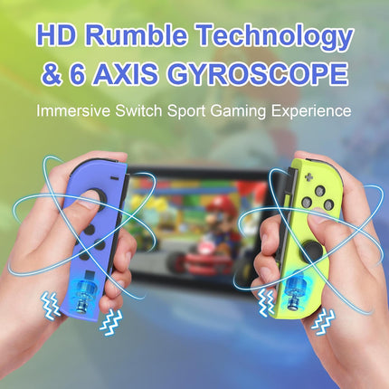 FAREMOCI Switch Controllers,Wireless Joy Remote cons with Hall Effect Joystick No Drift Controles Compatible with Switch 1 OLED Lite,HD Rumble Gyro Motion,Wake Up,No NFC,Blue Yellow