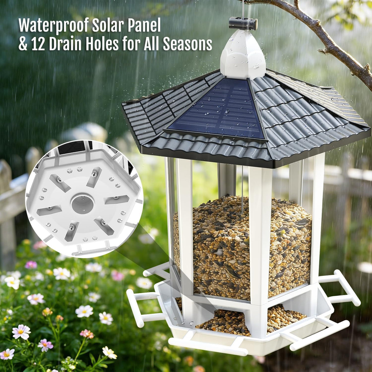 2-Pack Solar Hanging Bird Feeders for Outdoors - photo 5