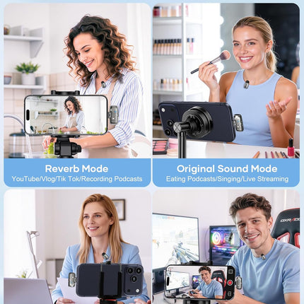Mini 2 Wireless Lavalier Microphones for iPhone 15/16/17 & Android, 3-Level Noise Reduction, Plug & Play, 36H Battery with Charging Case, Wireless Lapel Mic for Video Recording, Vlogging