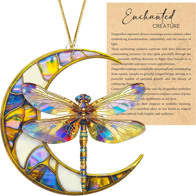 Dragonfly Gifts for Women, Dragonflies Decor Suncatcher Effect, Dragon Fly Stained Glass Effect, Dragonfly Ornaments