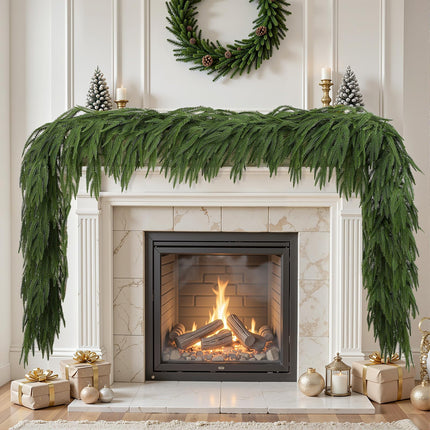 9FT Christmas Garland, Artificial Real Touch Norfolk Pine Garland