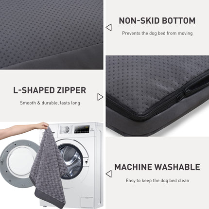 Washable Dog Bed for Crate Waterproof for Medium Dogs,41x27 Inch,Gray