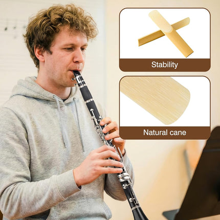 New bee 10pcs Bb Clarinet Reeds Strength 3.0 Individually Packed with Reed Case, Thinner Reed Tip Advanced Cutting Technology for Clarinet Beginner and Player