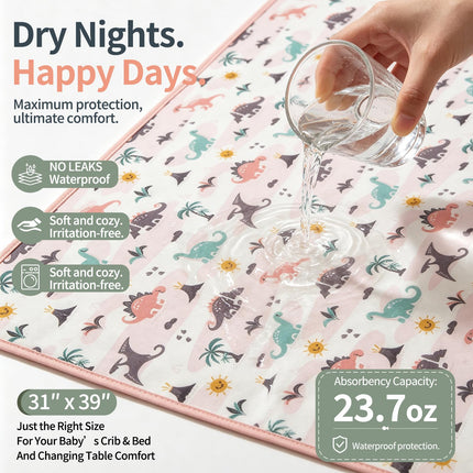 1 Pack Baby & Kids Waterproof Pee Pad 31x39 Dino Bed Wetting Pad
