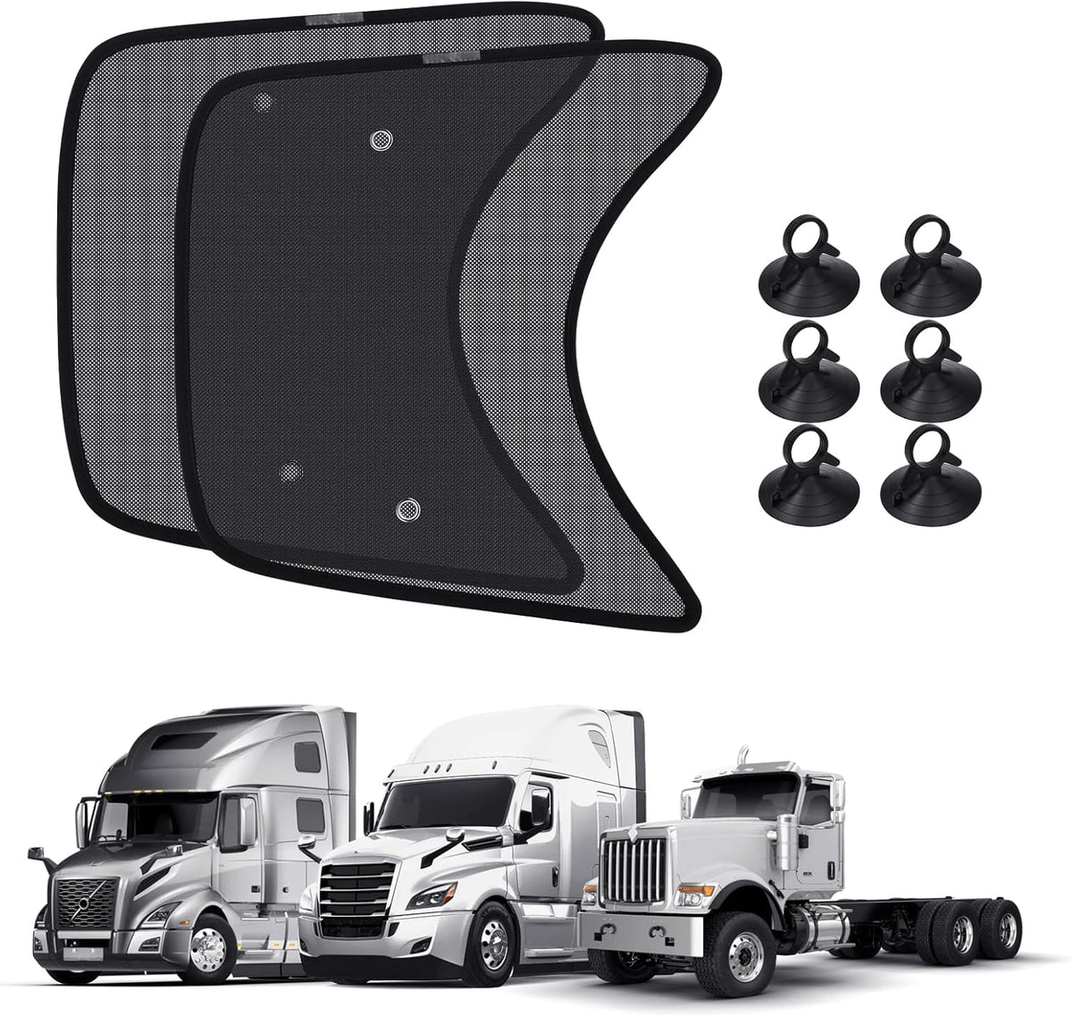 2-Piece Mesh Side Window Shades for Semi and Heavy Duty Trucks