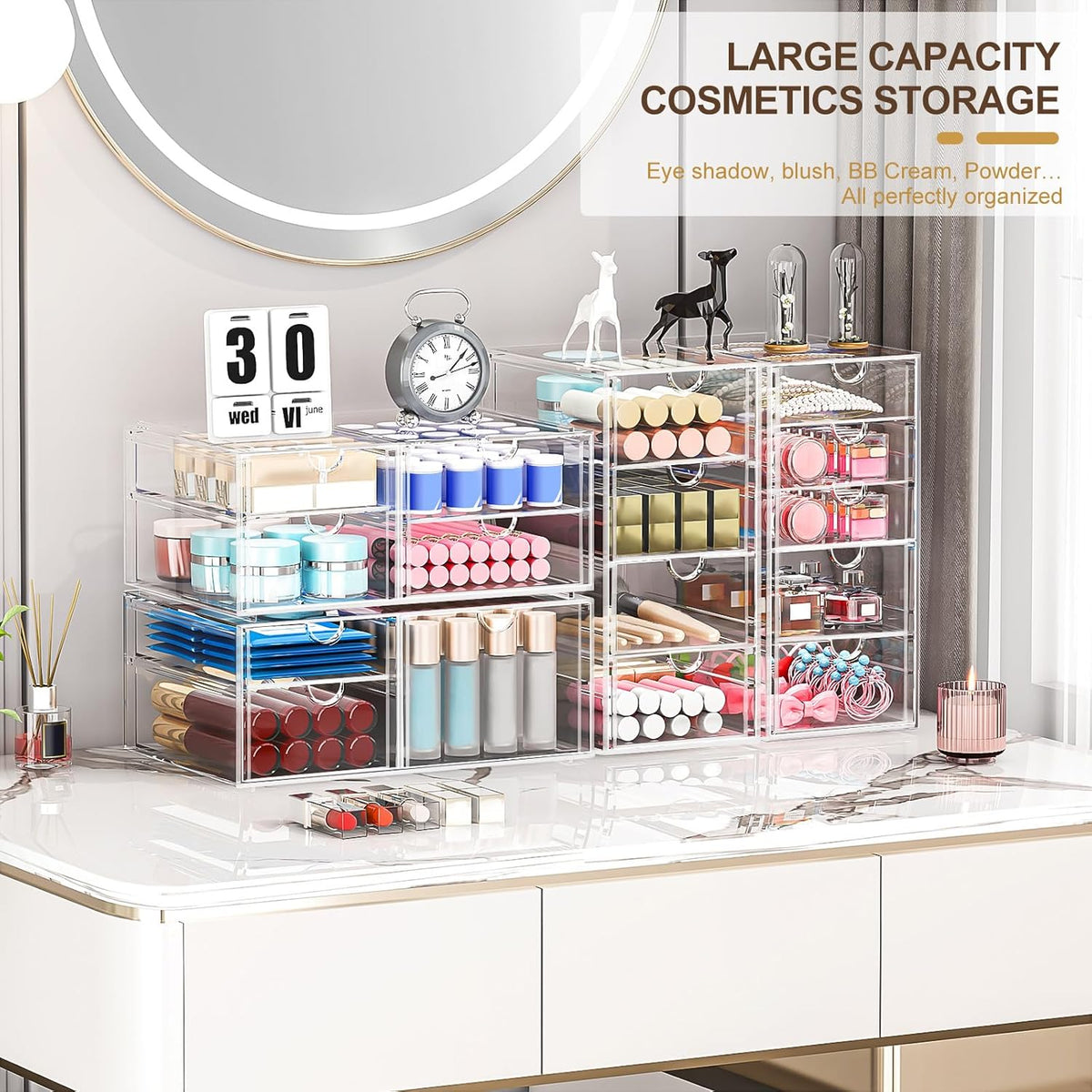 Clear 16-Drawer Desktop Makeup & Office Organizer Set - photo 3
