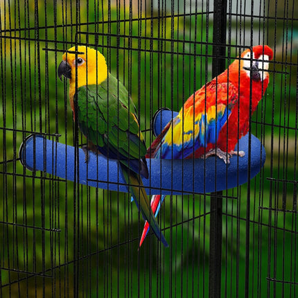 FrgKbTm U Shape Parrot Perch Stand Toy Bird Platform Sand Paw Grinding Clean Stick Exercise Conure Budgie Cockatiel Cage Accessories (Blue)