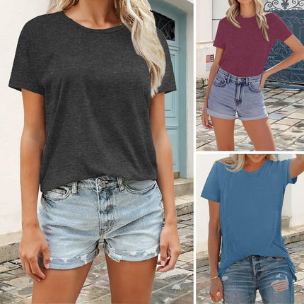 Womens 3 Pack Basic T Shirts Summer Tops 2026 Fashion Short Sleeve Comfy Casual Vacation Tees