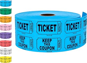 1000 Double Roll Raffle Tickets, 8 Color Selection