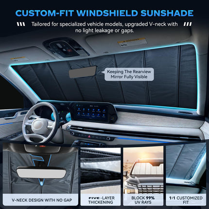Windshield Sun Shade for Toyota RAV4 2019-2026 Folding Design