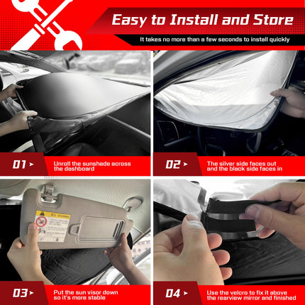 Windshield Sun Shade for Chevy Silverado/GMC Sierra 1500 2500 3500 2019-2025 2026, Custom Fit Foldable Front Window Sunshade Sun Visor Protector, Block UV Rays Keep Your Car Cooler