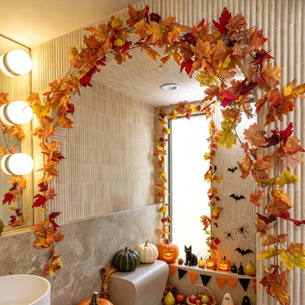 7 Pack Fall Leaf Garland, Total 41.3Ft Artificial Fall Vines Autumn Garland Fall Maple Leaves Thanksgiving Decor for Home Wedding Fireplace Christmas