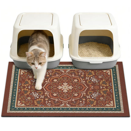 24"x15" Cat Litter Mat Non-Slip Washable Litter Box Mat