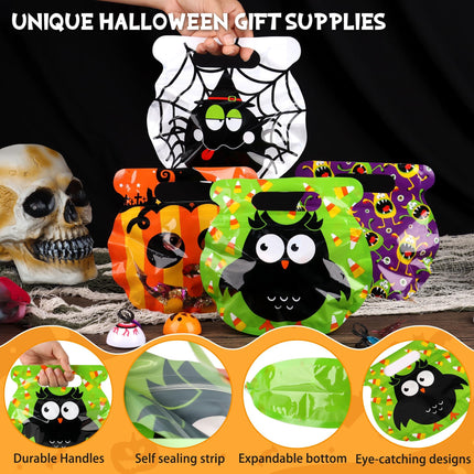 56-Pack Halloween Bags with Handles, 8 Cauldron Designs