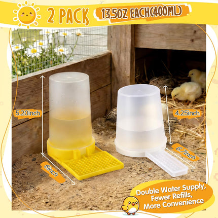 Feekoon 2Pack 400ml Quail Water Feeder, Anti Drowning Design, Ideal for Button Quail, Quails, Baby Chicks, Ducks, and Baby Birds, Safe and Durable Waterer, Easy to Install and Clean