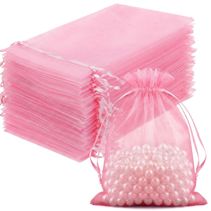 100Pcs White Organza Bags 3x4in,Small Mesh Drawstring Gift Bag