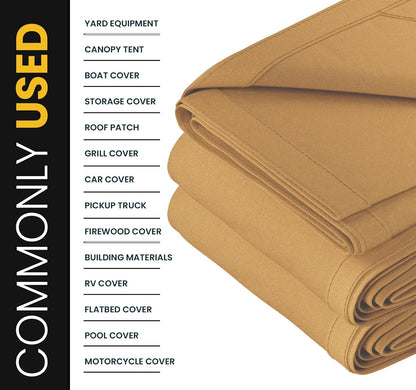 Heavy Duty 14 OZ Water Resistant Canvas Tarp, UV Resistant Tarpaulin Cover with Rustproof Brass - photo 5