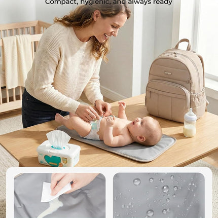 BAGSMART Diaper Bag Backpack, Multi-Pocket Puffy Diaper Bag with Waterproof Changing Pad, Lightweight Stroller-Friendly Diaper Bag with Insulated Pockets, Easy-Access Baby Essential, Camel
