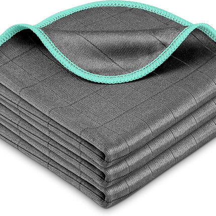 Airlab Microfiber Cleaning Cloth for Glass Cleaner Window Polishing Car Auto Detailing Lint Free Drying Dishes Kitchen Bathroom Magic Cleaning Cloths, Pack of 3, 12" x 12", Grey-Green