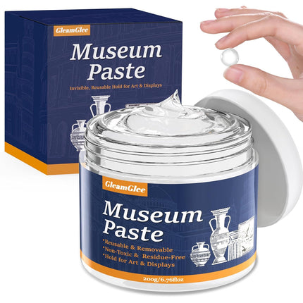 Exhibits Fixing Gel for Museum 200g (6.76oz) - Removable & Reusable Museum Putty, Museum Wax Adhesive to Secure Glass, Antiques, Collectibles & Decor, No Residue Exhibit Gel
