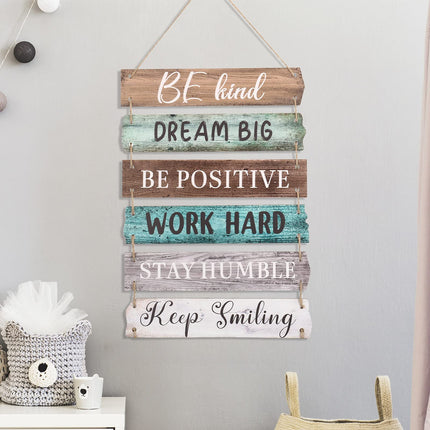 6 Pcs Positive Quotes Wall Hanging Plaque Sign, Retro Style