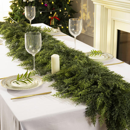9Ft Christmas Garland,Real Touch Cedar Garland,Realistic Faux Pine Garlands