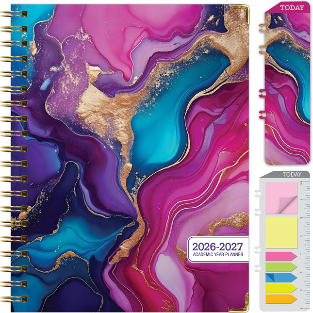 Hardcover Academic Year 2026-2027 Planner, 14 Months, Pink Purple Marble