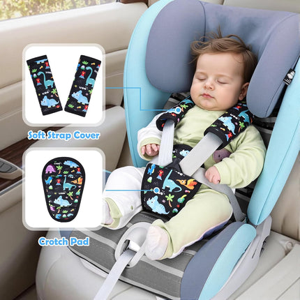 3 Pcs Car Seat Stroller Straps Pads for Baby, Newborn Soft Shoulder Strap and Crotch Covers, Universal Shoulder Straps Pads for Car Seat, Pushchair, High Chair (Dinosaur)