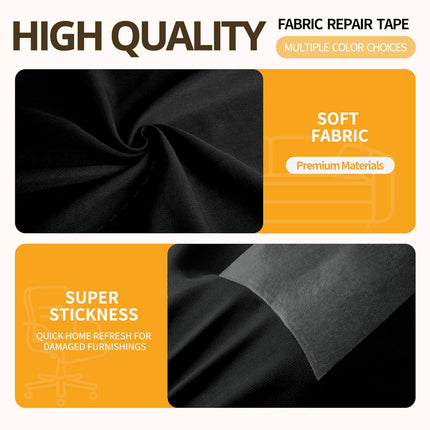 Fabric Repair Tape, Self-Adhesive Couch Patch Repair Fabric Patches for Furniture, Couch Repairing Kit Tape for Upholstery, Carpets, Chairs, Sofas, Pillows Linen 4x80 Inch Black