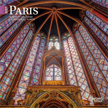 Paris | 2027 7 x 14 Inch (Hanging) Monthly Mini Wall Calendar | English/French Bilingual | BrownTrout | Scenic Travel Europe France (English and French Edition)