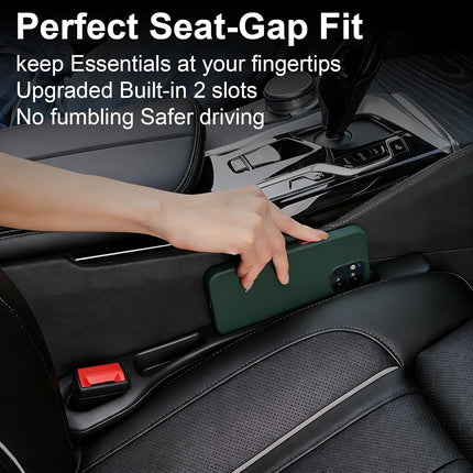 KUWSEIY 2 Pack Car Seat Gap Filler, No-Drop Seat Side Gap Seam Filler Organizer with Phone Holder, Universal Fit Fill The Gap Between Seat and Console, Auto Accessories for SUV Truck Sedan