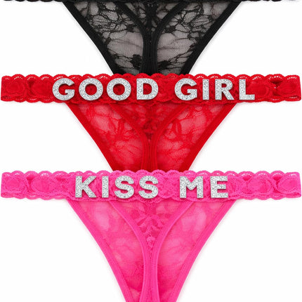 Personalized Thong for Women with Name – Custom Rhinestone Letter Lace Underwear, Long-Lasting Adhesion & Odor-Free Ready to Wear, Sexy Gift for Girlfriend Wife Valentine's Day Birthday Anniversary
