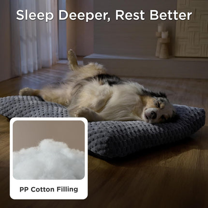 Bedsure Washable Dog Bed for Crate Large Sized Dog, Soft Fluffy Bubble Fleece Pet Bed Mat for Deep Sleep, Non-Slip and Machine Washable Kennel Sleeping Pad for Crate/Floor/Car, 35"x23"x3.5", Grey