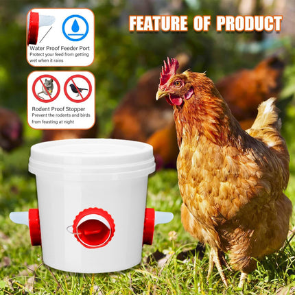 Chicken Feeder & Waterer Combo Kit – 8 Pack Total (4 Automatic Feeder Cups + 4 Waterer Dishes) for Buckets & Bins, No Waste Rainproof DIY System for Hens, Ducks & Other Poultry