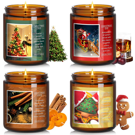 Fall Candle Set | 4 Pack Scented Candles for Home - Candle Gifts for Women Men, Soy Candles Home Scented | Autumn Fragrance of - Apple Pie/Cinnamon/Harvest/Wreath